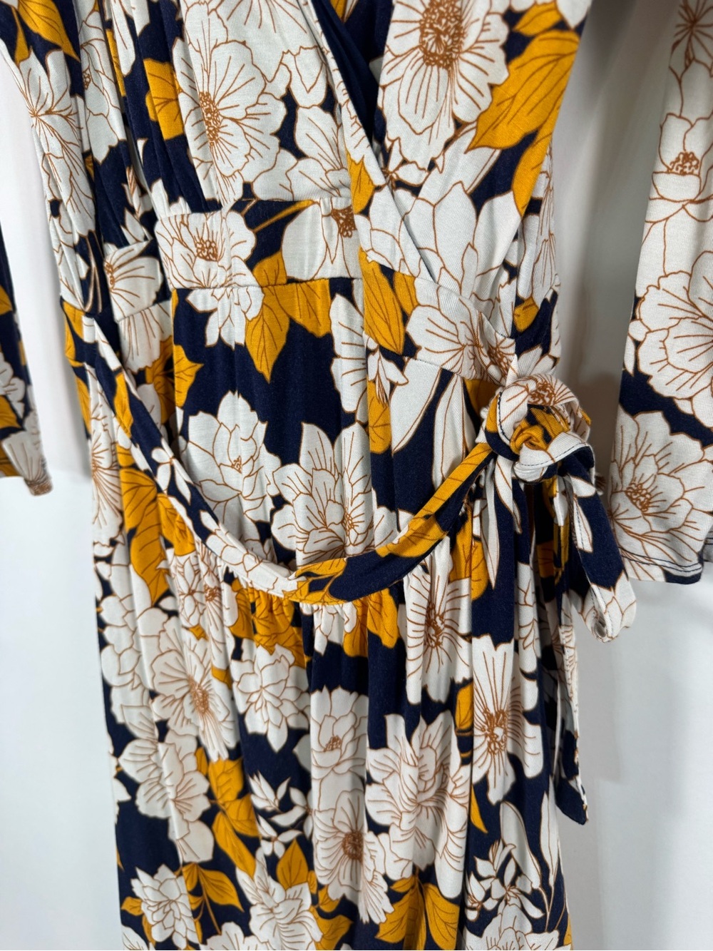 Maeve Anthropologie Angelique Floral Wrap Dress Large Stretch Cottagecore Office - Picture 5 of 15